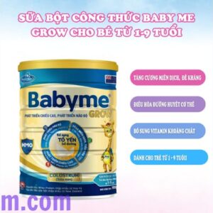 Sữa Bột Công Thức BabyMe Grow Phát Triển Não Bộ Tiêu Hóa Dễ Dàng Cho Bé Từ 1-9 Tuổi 900g