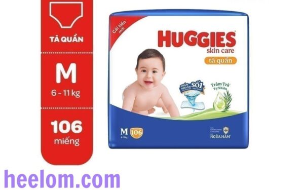 Tã quần Huggies Skincare Mega Jumbo size M 6-11kg có 106 miếng hương tràm trà dịu da