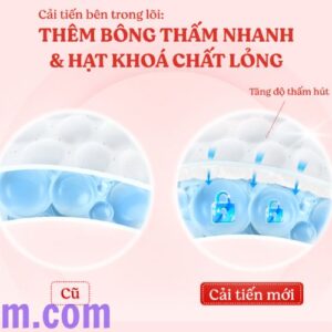 Khả năng thấm hút vượt trội và thiết kế thoáng khí của sản phẩm giúp bé luôn khô ráo và thoải mái,